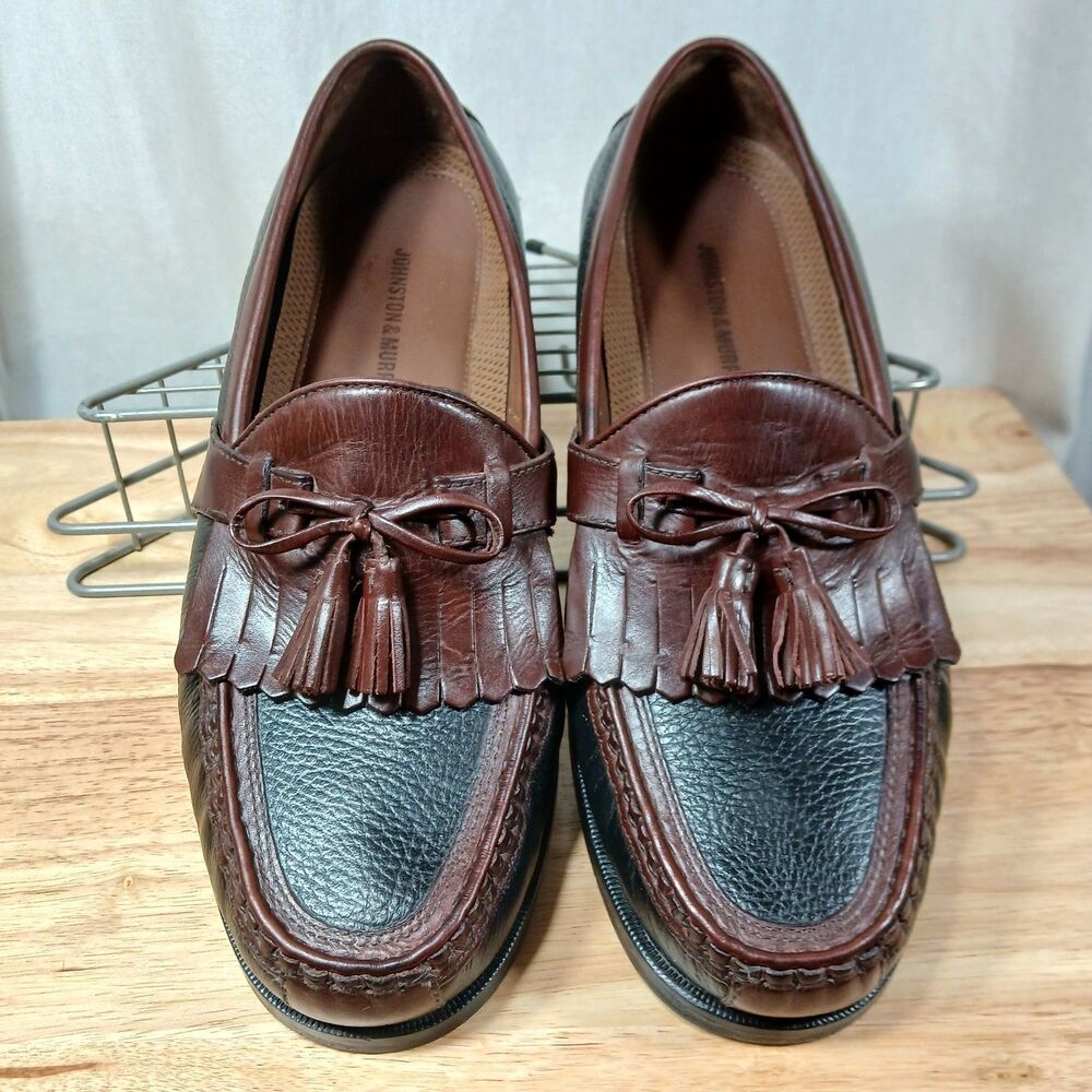 Johnston & Murphy Aragon II  Kiltie Tassel Loafers Mens 9.5W Brown Black Leather